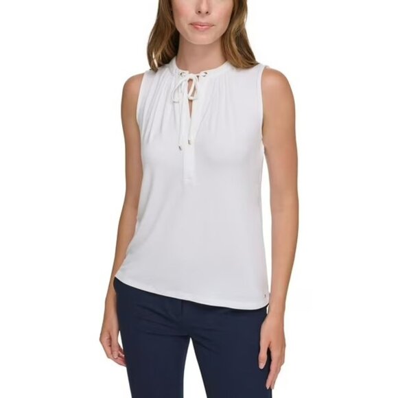 Tommy Hilfiger Women's Tie-Neck Tank Top White Size M MSRP $54 - Picture 1 of 1
